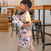 NEOVIVA Kitchen Linen Set for Kid Boys, Cute Kids Apron and Child Oven Mitts Set for Pretend Kitchen, Little Sailor