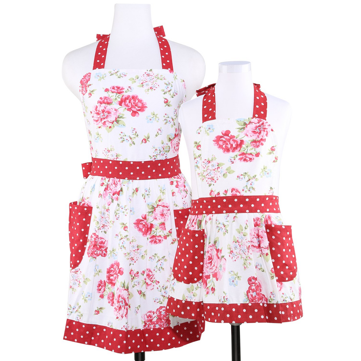 NEOVIVA Cotton Flirty Kitchen Apron with Big Pocket for Mama and Me, Lining Applied, Style Kathy