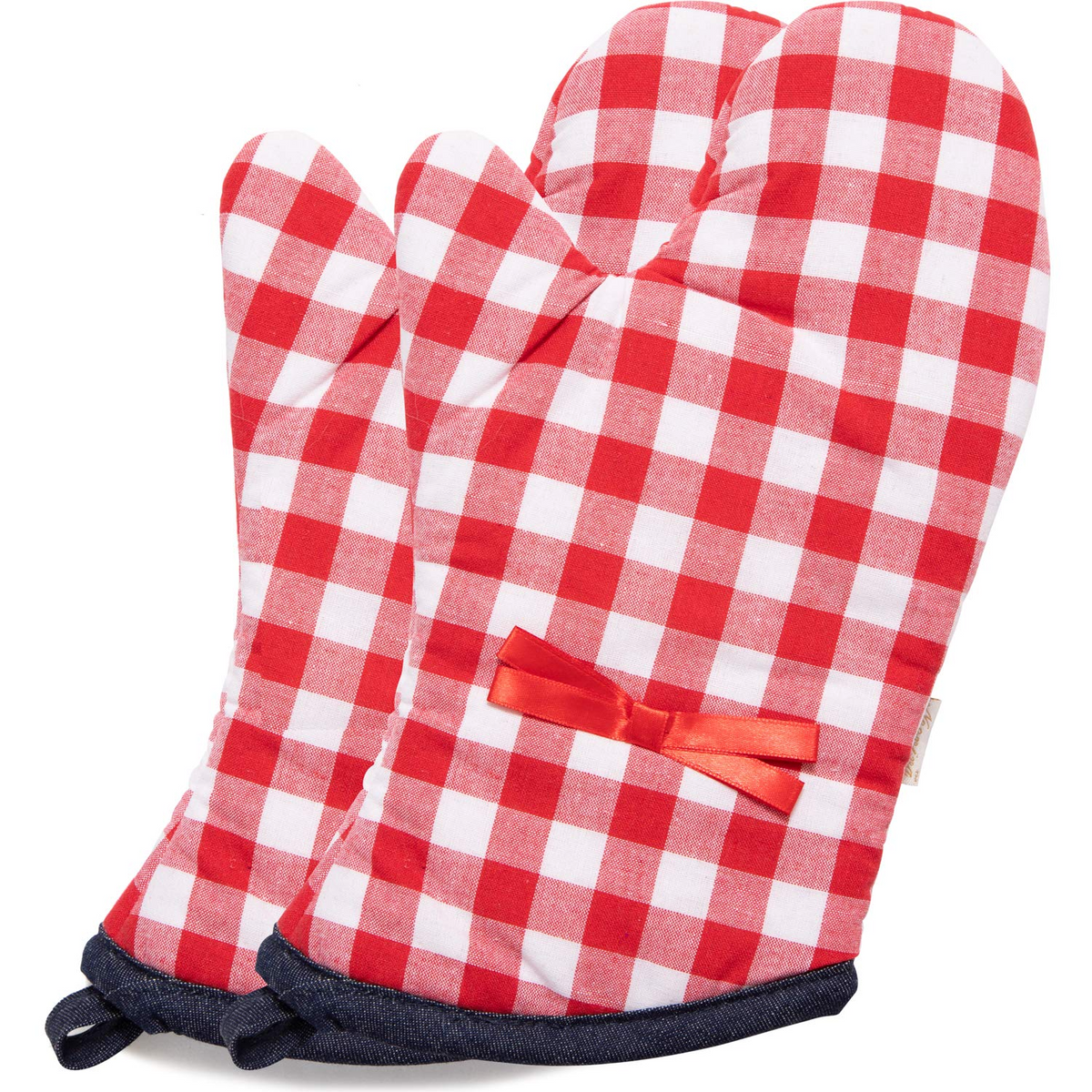 NEOVIVA Quilted Cotton Heat Resistant Adult Oven Mitts, Set of 2