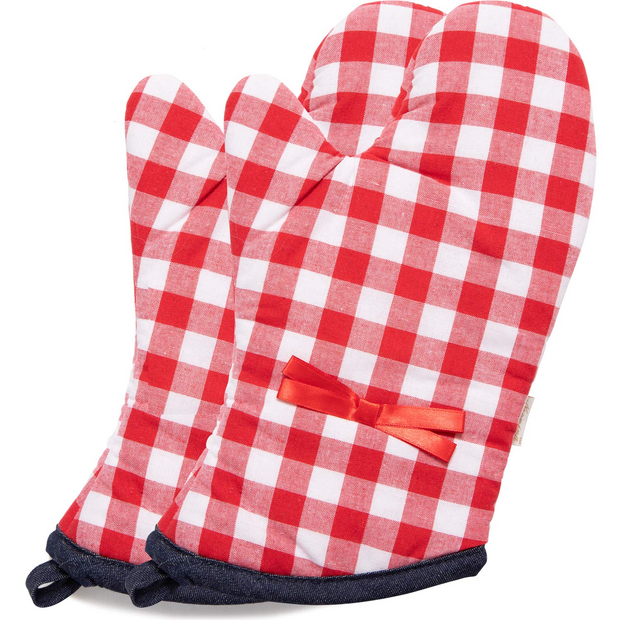 NEOVIVA Quilted Cotton Heat Resistant Adult Oven Mitts, Set of 2