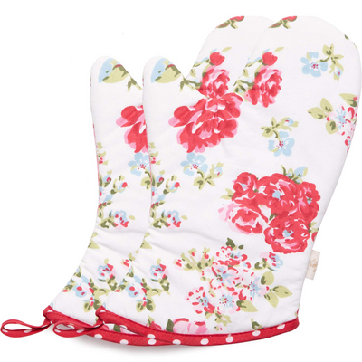 NEOVIVA Quilted Cotton Heat Resistant Adult Oven Mitts, Set of 2