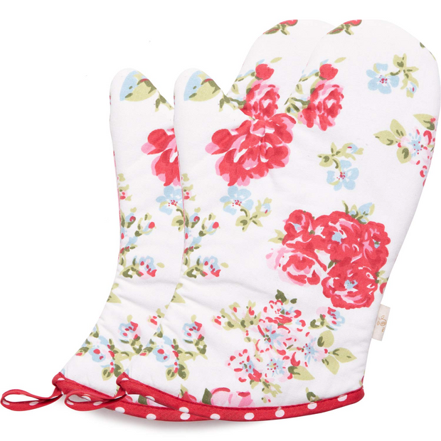 NEOVIVA Quilted Cotton Heat Resistant Adult Oven Mitts, Set of 2