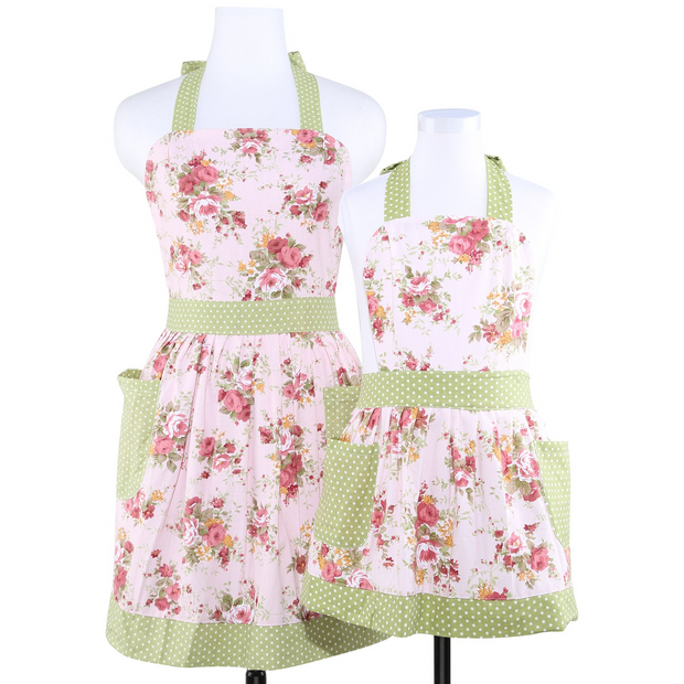 NEOVIVA Cotton Flirty Kitchen Apron with Big Pocket for Mama and Me, Lining Applied, Style Kathy