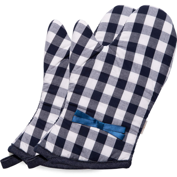 NEOVIVA Quilted Cotton Heat Resistant Adult Oven Mitts, Set of 2