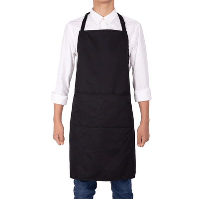 NEOVIVA 1 PC Water Resistant Black Chef Apron Adjustable with 3 Pockets for Waiter Server in Kitchen Restaurant Bistro Bar