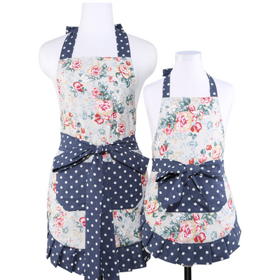 NEOVIVA Cotton Flirty Kitchen Apron with Big Pocket for Mama and Me, Lining Applied, Style Kathy