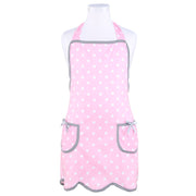 NEOVIVA Bib Aprons for Toddler Girls with Pockets, Lightweight Kids Chef Apron for Play Kitchen Style Wendy, Polka Dots Pink