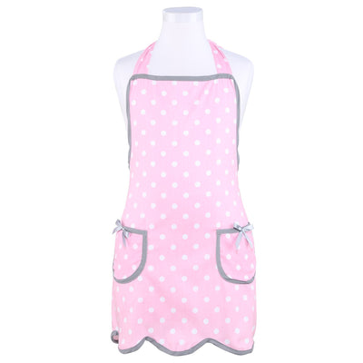 NEOVIVA Bib Aprons for Toddler Girls with Pockets, Lightweight Kids Chef Apron for Play Kitchen Style Wendy, Polka Dots Pink