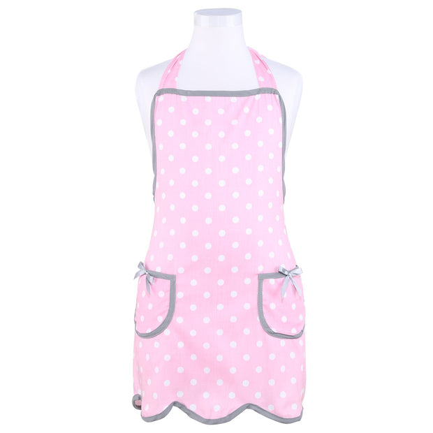 NEOVIVA Bib Aprons for Toddler Girls with Pockets, Lightweight Kids Chef Apron for Play Kitchen Style Wendy, Polka Dots Pink