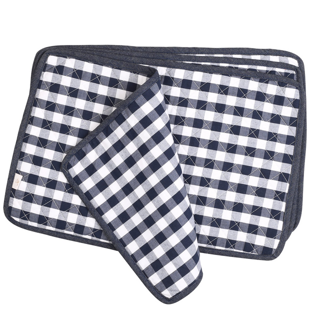NEOVIVA Quilted Denim Placemats for Kitchen Table, Set of 4