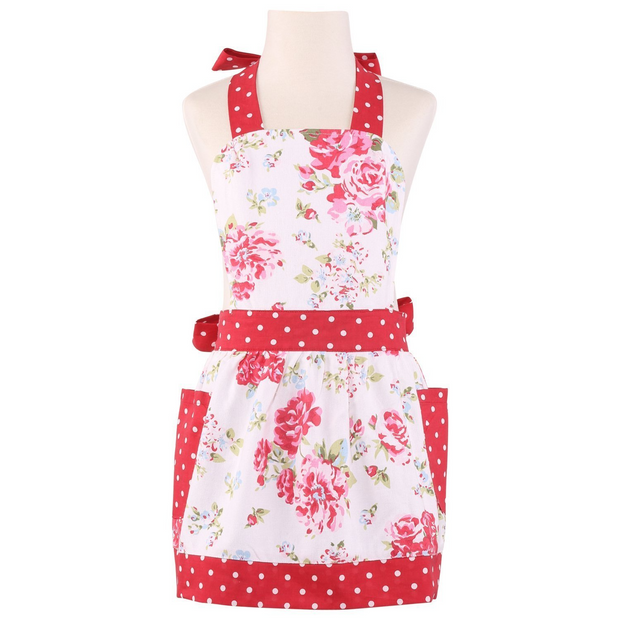 NEOVIVA Cotton Toddler Kitchen Apron with Pocket for Kid Girls, Lining Applied, Style Kathy