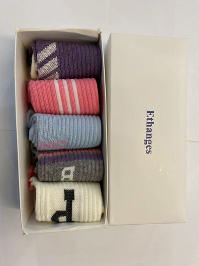 ETHANGES  Pairs Unisex Adult Fashion Sports Casual Letter Socks Moisture Wicking Breathable Socks Couple Sports Socks