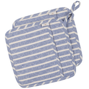 NEOVIVA Quilted Denim Kitchen Pot Holder Set of 2 with Loop, 8”x8” Hot Pot Holders Heat Resistant with Pocket for Easy Grip