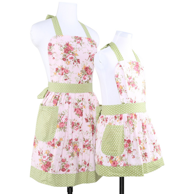 NEOVIVA Cotton Flirty Kitchen Apron with Big Pocket for Mama and Me, Lining Applied, Style Kathy