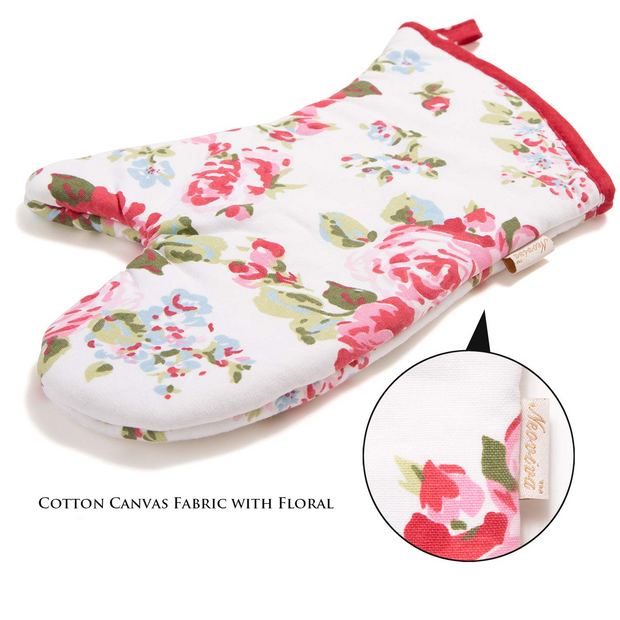 NEOVIVA Quilted Cotton Heat Resistant Adult Oven Mitts, Set of 2