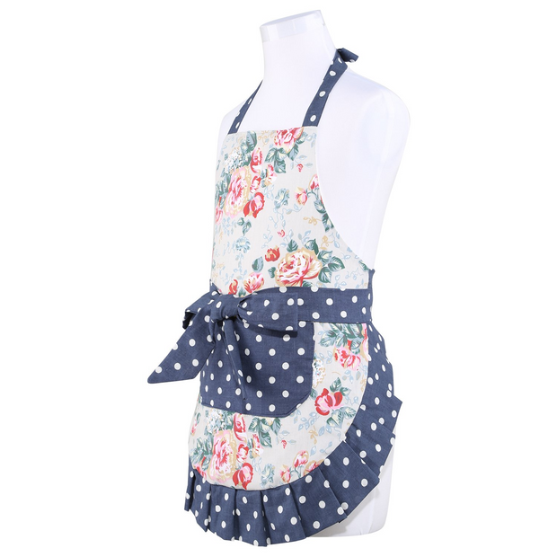 NEOVIVA Cotton Toddler Kitchen Apron with Pocket for Kid Girls, Lining Applied, Style Kathy