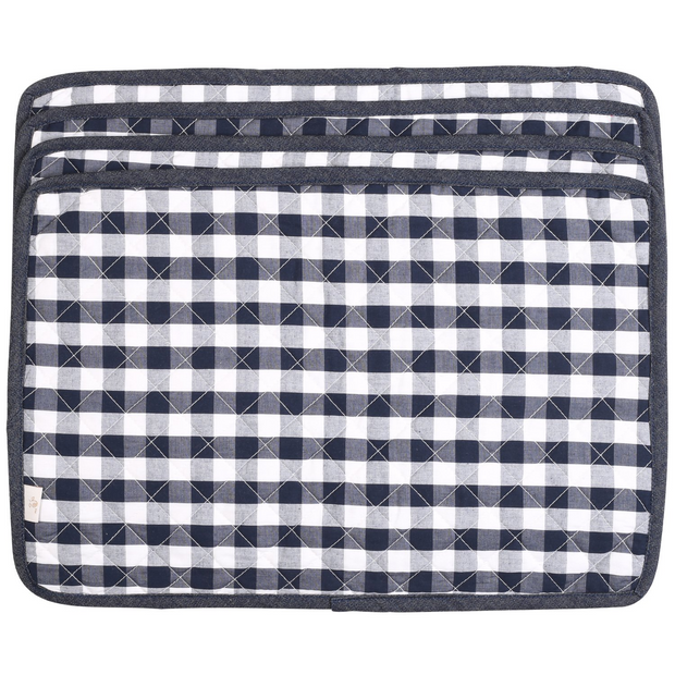 NEOVIVA Quilted Denim Placemats for Kitchen Table, Set of 4