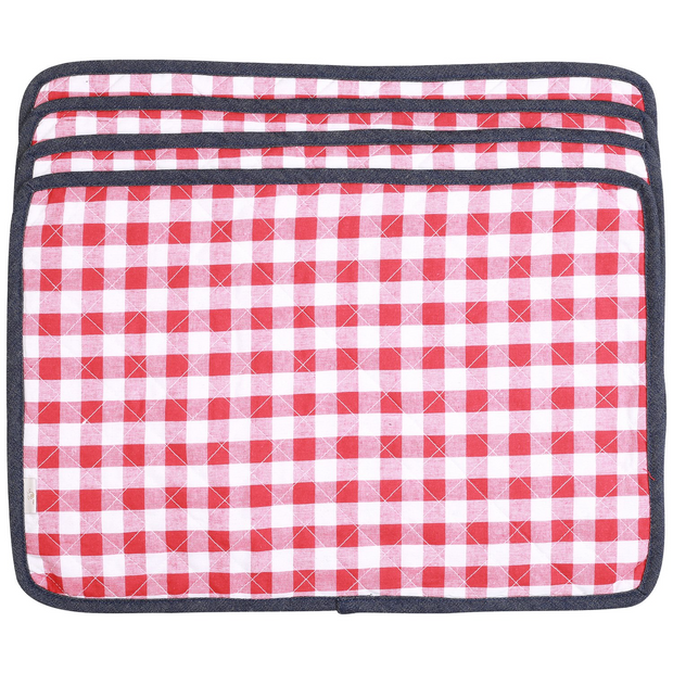 NEOVIVA Quilted Denim Placemats for Kitchen Table, Set of 4