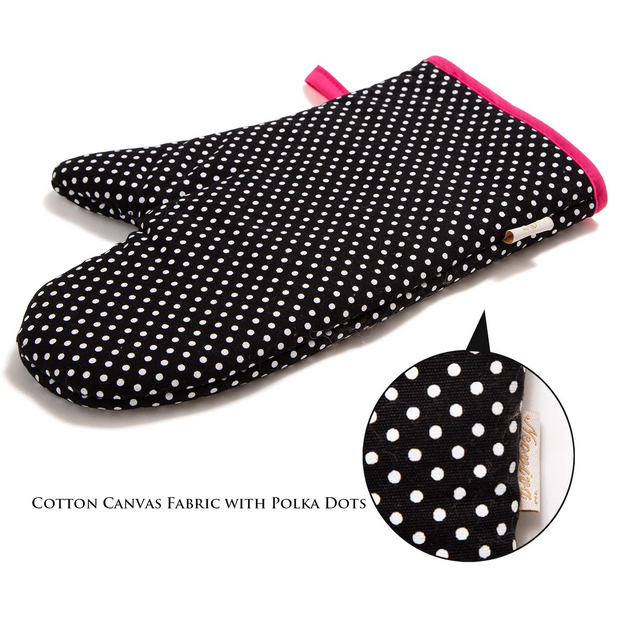 NEOVIVA Quilted Cotton Heat Resistant Adult Oven Mitts, Set of 2