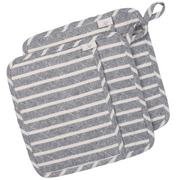 NEOVIVA Quilted Denim Kitchen Pot Holder Set of 2 with Loop, 8”x8” Hot Pot Holders Heat Resistant with Pocket for Easy Grip