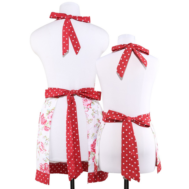 NEOVIVA Cotton Flirty Kitchen Apron with Big Pocket for Mama and Me, Lining Applied, Style Kathy