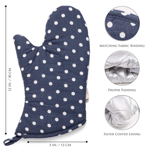 NEOVIVA Quilted Cotton Heat Resistant Adult Oven Mitts, Set of 2
