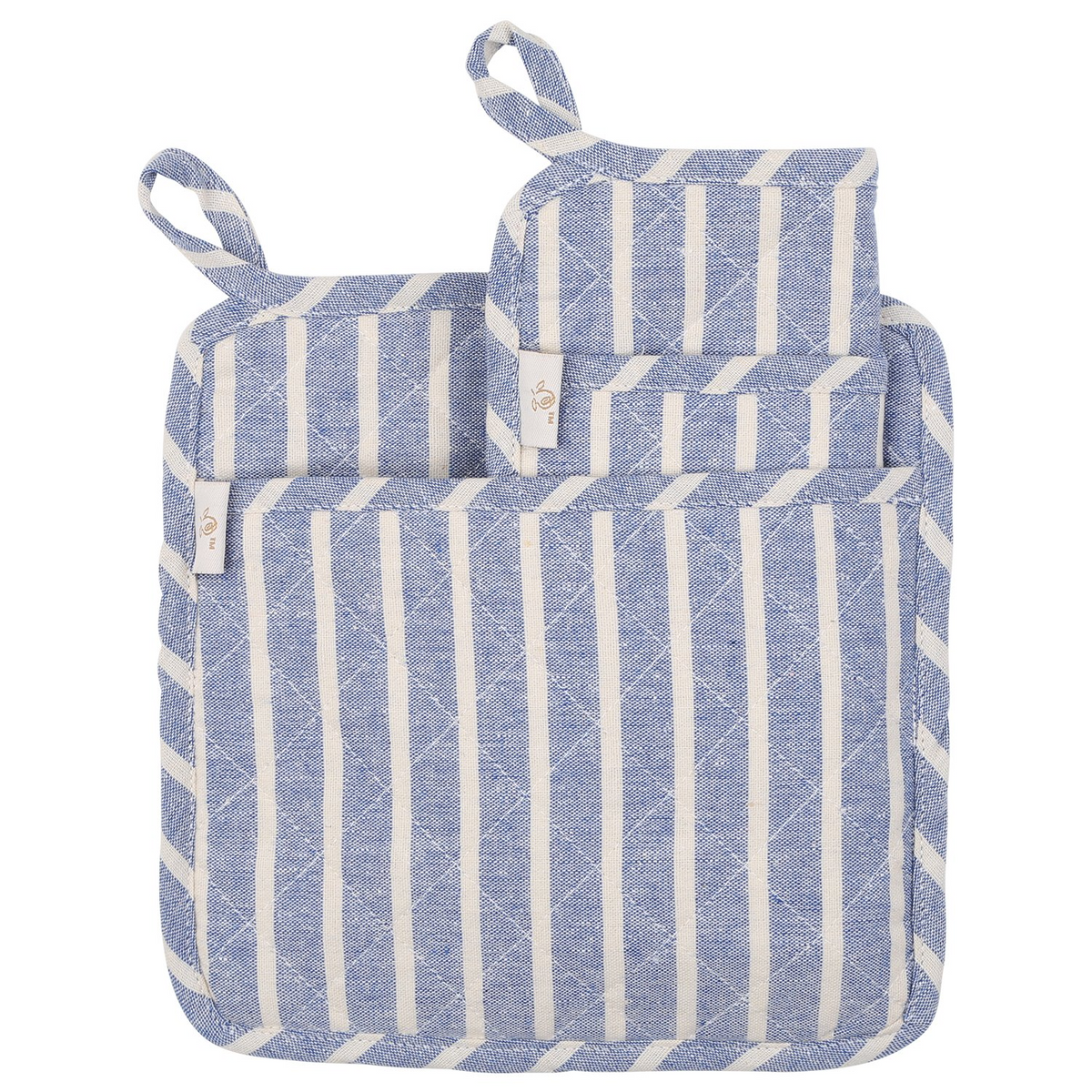 NEOVIVA Quilted Denim Kitchen Pot Holder Set of 2 with Loop, 8”x8” Hot Pot Holders Heat Resistant with Pocket for Easy Grip
