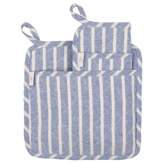 NEOVIVA Quilted Denim Kitchen Pot Holder Set of 2 with Loop, 8”x8” Hot Pot Holders Heat Resistant with Pocket for Easy Grip