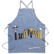 NEOVIVA Stylish Denim Apron for Chef Women Men with Multi-Purpose Tool Pockets, Professional Grilling BBQ Aprons