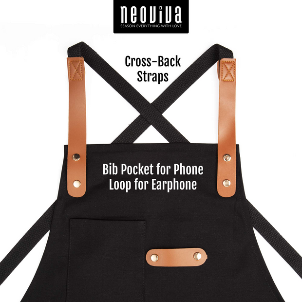 NEOVIVA Stylish Tool Apron for Chef Women Men with Pockets, Funny Work Apron