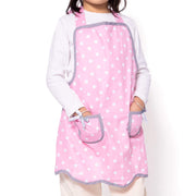 NEOVIVA Bib Aprons for Toddler Girls with Pockets, Lightweight Kids Chef Apron for Play Kitchen Style Wendy, Polka Dots Pink
