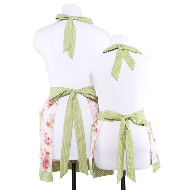 NEOVIVA Cotton Flirty Kitchen Apron with Big Pocket for Mama and Me, Lining Applied, Style Kathy