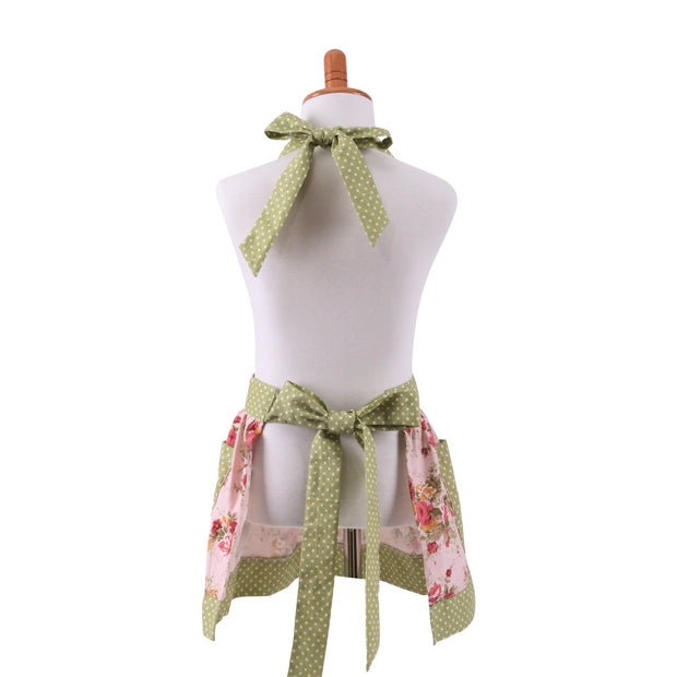 NEOVIVA Cotton Toddler Kitchen Apron with Pocket for Kid Girls, Lining Applied, Style Kathy