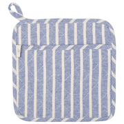 NEOVIVA Quilted Denim Kitchen Pot Holder Set of 2 with Loop, 8”x8” Hot Pot Holders Heat Resistant with Pocket for Easy Grip