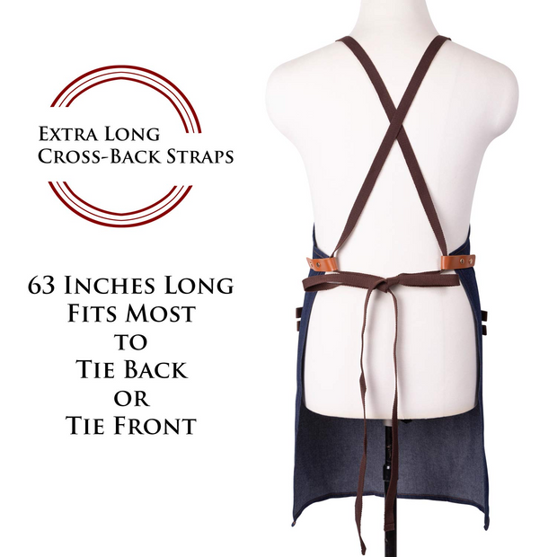 NEOVIVA Stylish Denim Apron for Chef Women Men with Multi-Purpose Tool Pockets, Professional Grilling BBQ Aprons