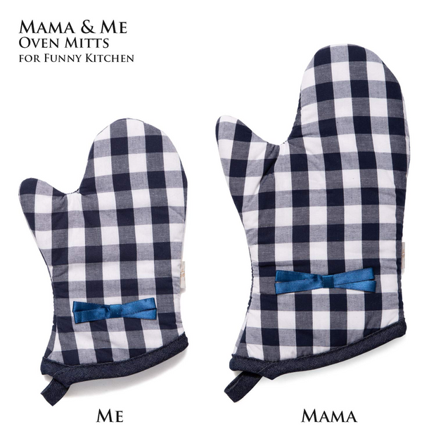 NEOVIVA Quilted Cotton Heat Resistant Adult Oven Mitts, Set of 2