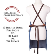 NEOVIVA Stylish Denim Apron for Chef Women Men with Multi-Purpose Tool Pockets, Professional Grilling BBQ Aprons