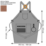 NEOVIVA Heavy Duty Work Apron for Kid Boys with Pockets and Adjustable Cross-Back Straps, Durable Canvas Tool Apron for Son, Style Drew, Golden Rod