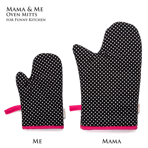 NEOVIVA Quilted Cotton Heat Resistant Adult Oven Mitts, Set of 2