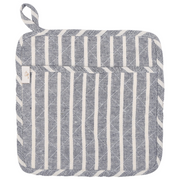 NEOVIVA Quilted Denim Kitchen Pot Holder Set of 2 with Loop, 8”x8” Hot Pot Holders Heat Resistant with Pocket for Easy Grip