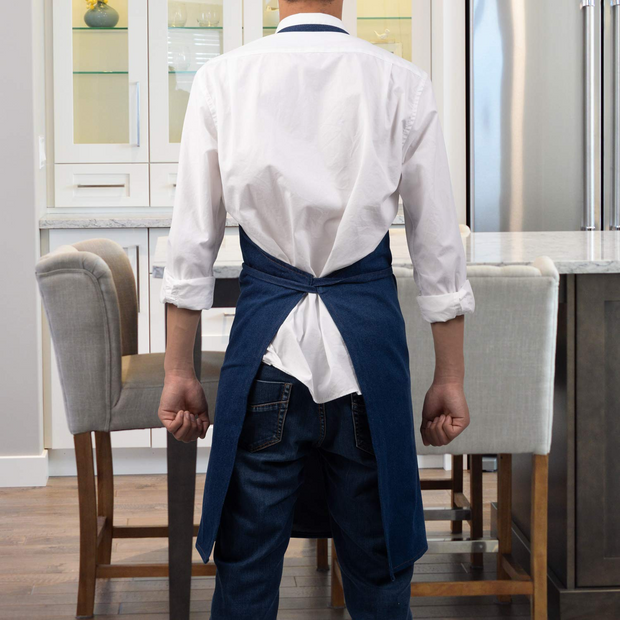 NEOVIVA Stylish Denim Apron for Chef Women Men with Multi-Purpose Tool Pockets, Professional Grilling BBQ Aprons