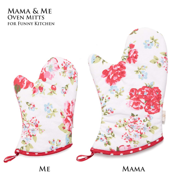 NEOVIVA Quilted Cotton Heat Resistant Adult Oven Mitts, Set of 2