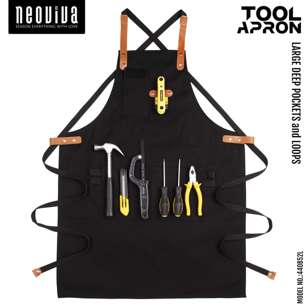 NEOVIVA Stylish Tool Apron for Chef Women Men with Pockets, Funny Work Apron