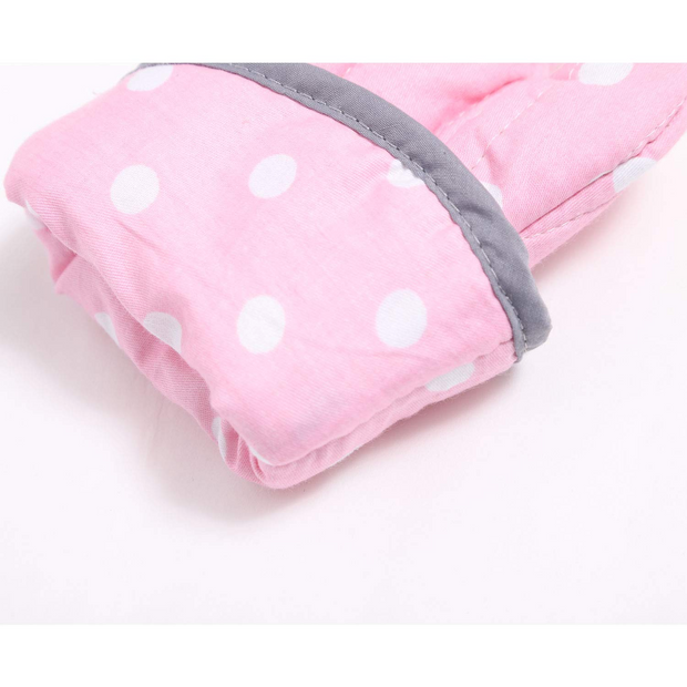 NEOVIVA Kitchen Oven Mitts for Adults, Heat Resistant Cotton Oven Gloves Set of 2 for Cooking Baking, Kitchen Gloves for Farmhouse Restaurant, Polka Dots Pink