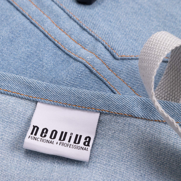 NEOVIVA Stylish Denim Apron for Chef Women Men with Multi-Purpose Tool Pockets, Professional Grilling BBQ Aprons