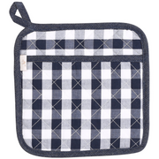 NEOVIVA Quilted Denim Kitchen Pot Holder Set of 2 with Loop, 8”x8” Hot Pot Holders Heat Resistant with Pocket for Easy Grip