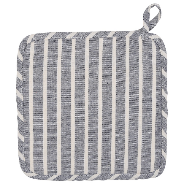 NEOVIVA Quilted Denim Kitchen Pot Holder Set of 2 with Loop, 8”x8” Hot Pot Holders Heat Resistant with Pocket for Easy Grip