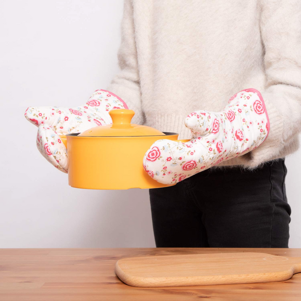 NEOVIVA Quilted Cotton Heat Resistant Adult Oven Mitts, Set of 2