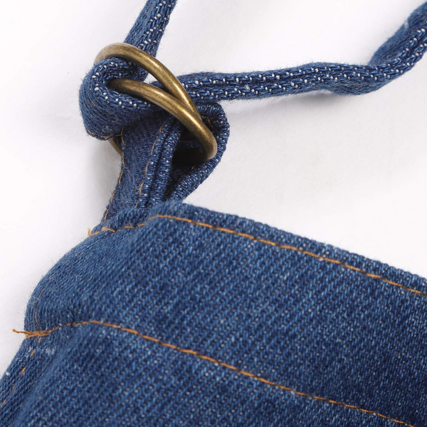 NEOVIVA Stylish Denim Apron for Chef Women Men with Multi-Purpose Tool Pockets, Professional Grilling BBQ Aprons