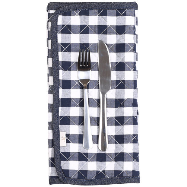 NEOVIVA Quilted Denim Placemats for Kitchen Table, Set of 4